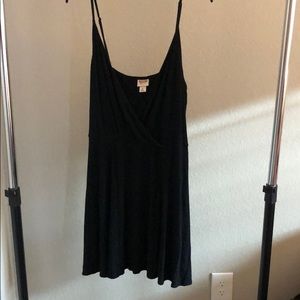 Black Ribbed Flare Dress